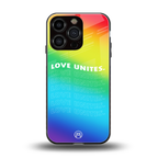 love unites back phone cover | glass case for iphone 16 pro