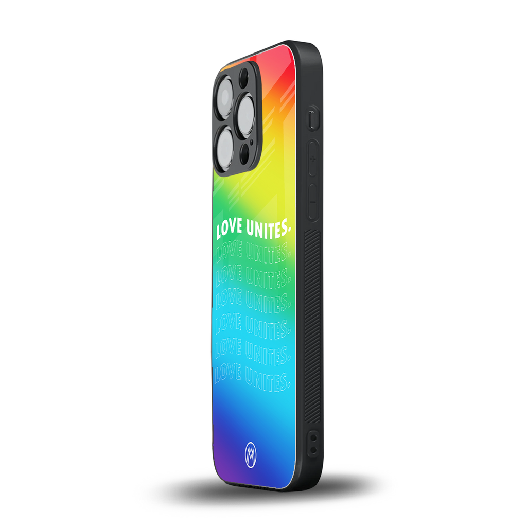 love unites back phone cover | glass case for iphone 16 pro