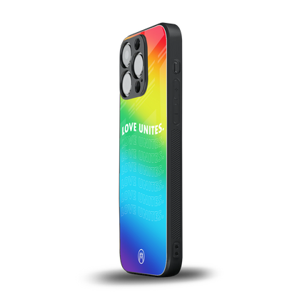 love unites back phone cover | glass case for iphone 16 pro