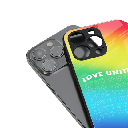 love unites back phone cover | glass case for iphone 16