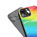 love unites back phone cover | glass case for iphone 16 pro