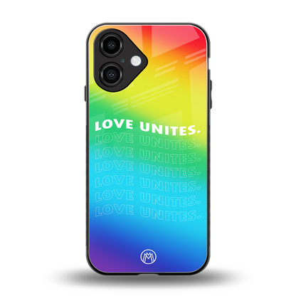 love unites back phone cover | glass case for iphone 16