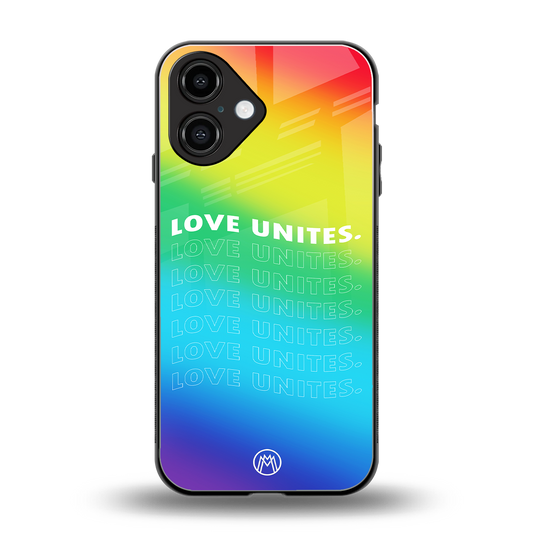 love unites back phone cover | glass case for iphone 16