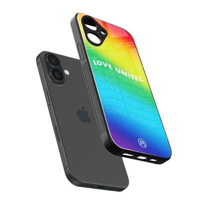 love unites back phone cover | glass case for iphone 16