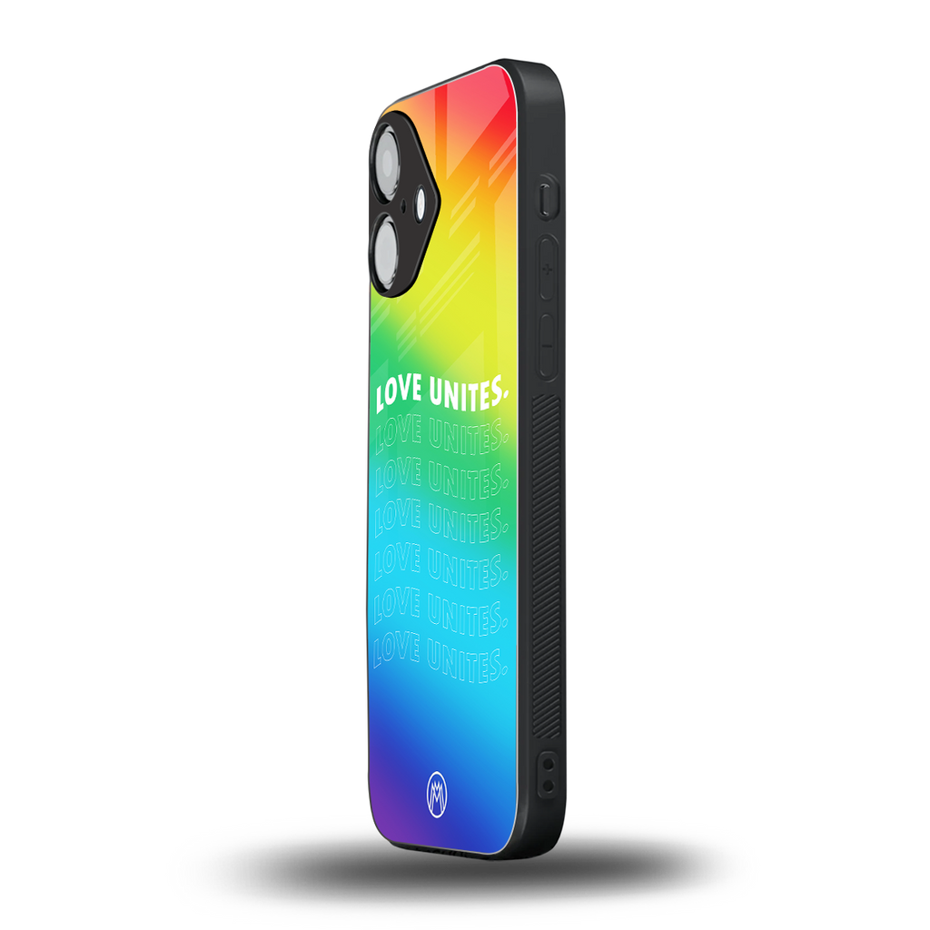 love unites back phone cover | glass case for iphone 16