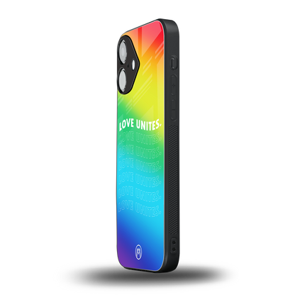 love unites back phone cover | glass case for iphone 16