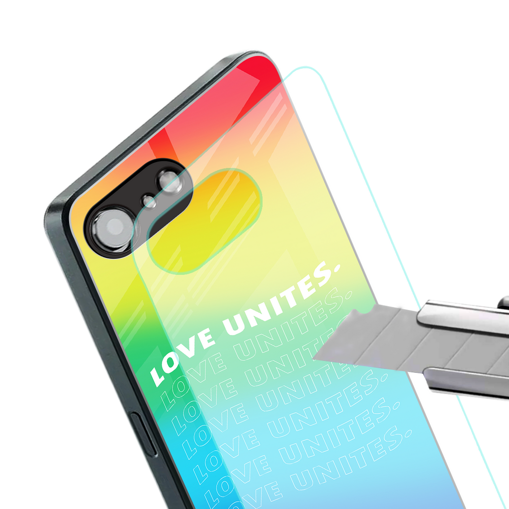 love unites back phone cover | glass case for iphone 16e