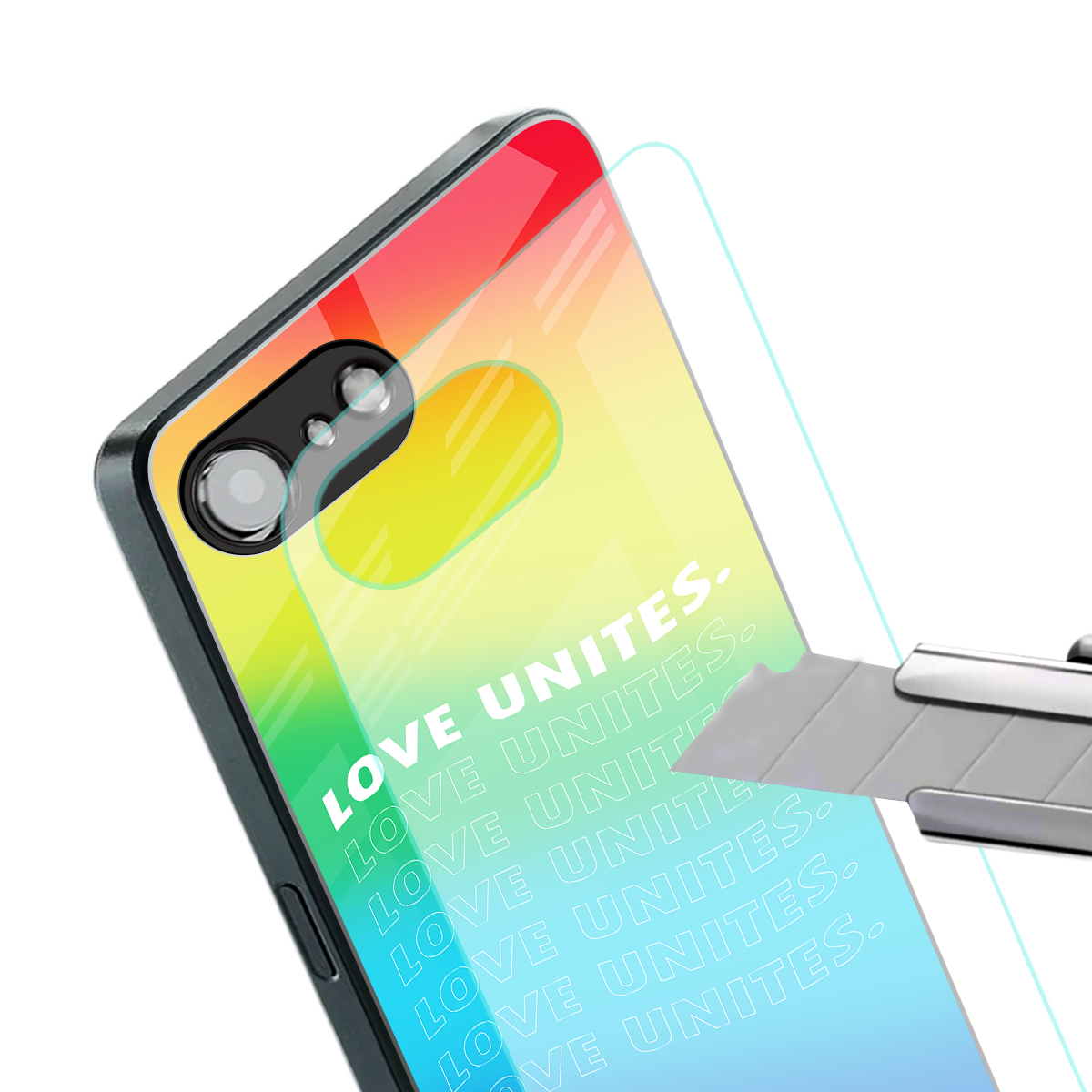 love unites back phone cover | glass case for iphone 16e
