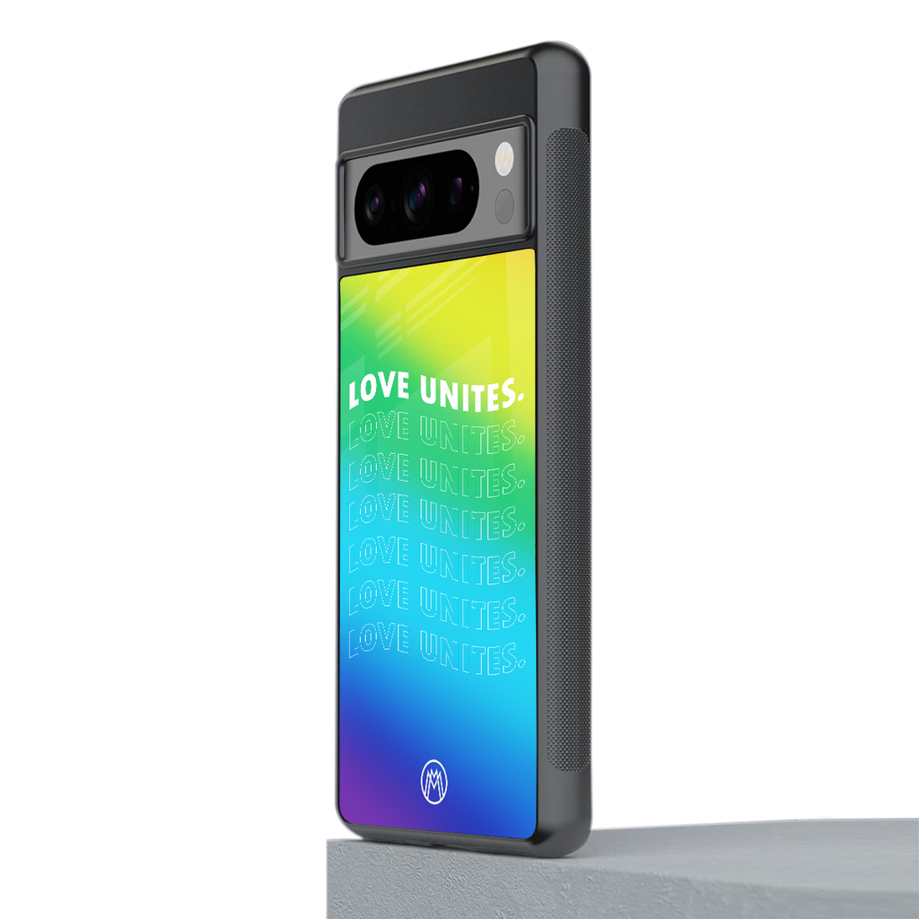 love unites back phone cover | glass case for google pixel 8 pro