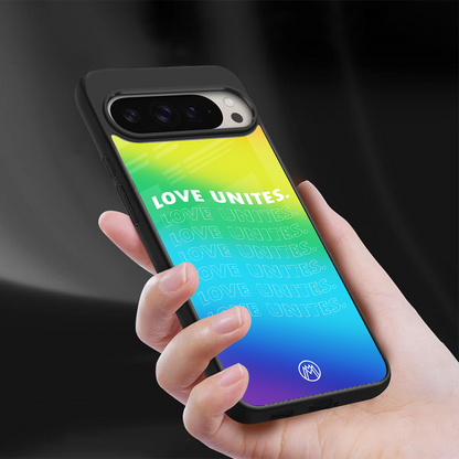 love unites back phone cover | glass case for google pixel 9 pro xl