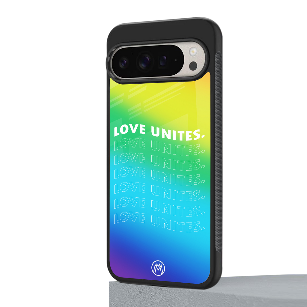 love unites back phone cover | glass case for google pixel 9 pro xl