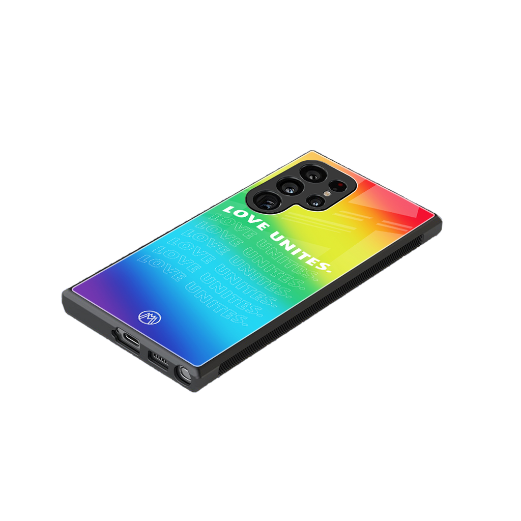 love unites back phone cover | glass case for samsung galaxy s23 ultra