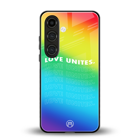 love unites back phone cover | glass case for samsung galaxy s23 plus