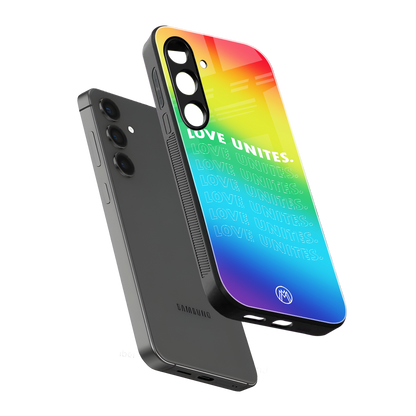 love unites back phone cover | glass case for samsung galaxy s24 plus