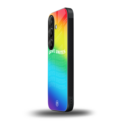 love unites back phone cover | glass case for samsung galaxy s24 plus