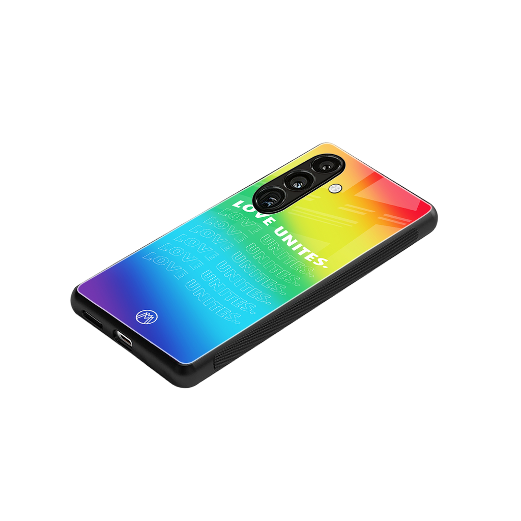 love unites back phone cover | glass case for samsung galaxy s24 plus