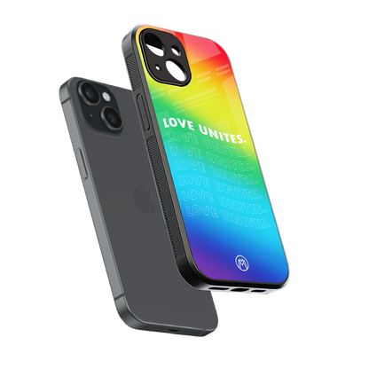 love unites back phone cover | glass case for iphone 15