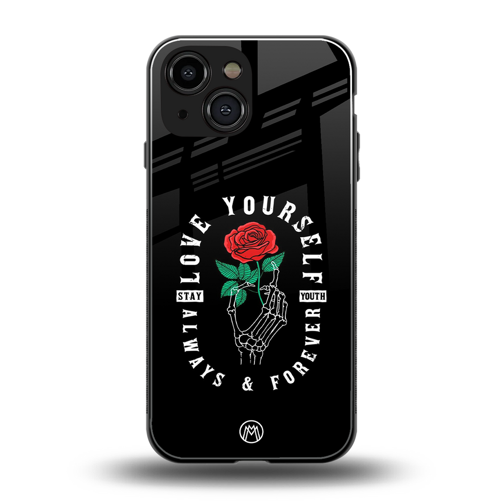 love yourself back phone cover | glass case for iphone 13 mini