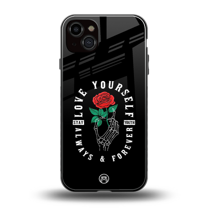 love yourself back phone cover | glass case for iphone 14 plus