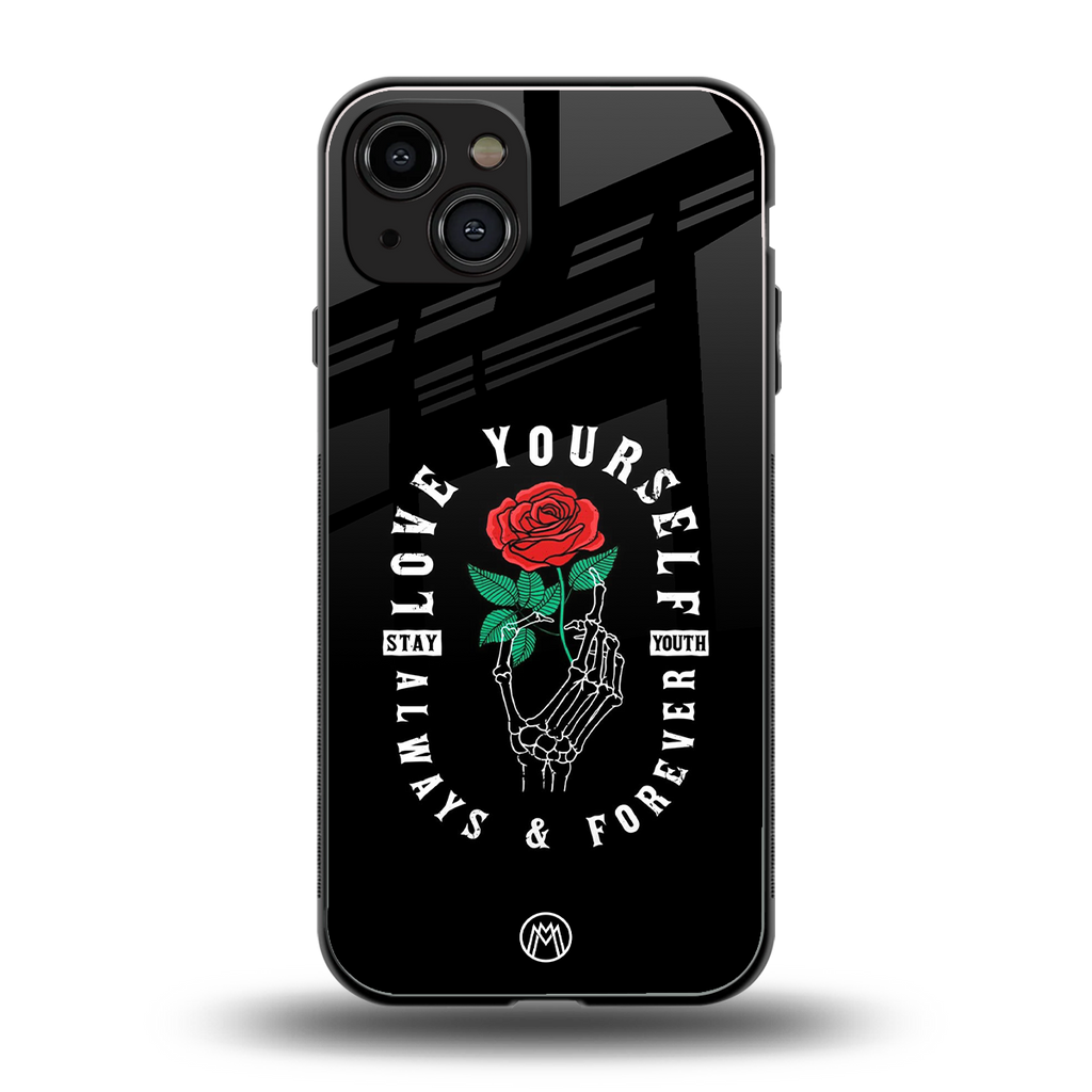 love yourself back phone cover | glass case for iphone 15