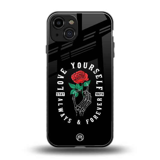 love yourself back phone cover | glass case for iphone 15