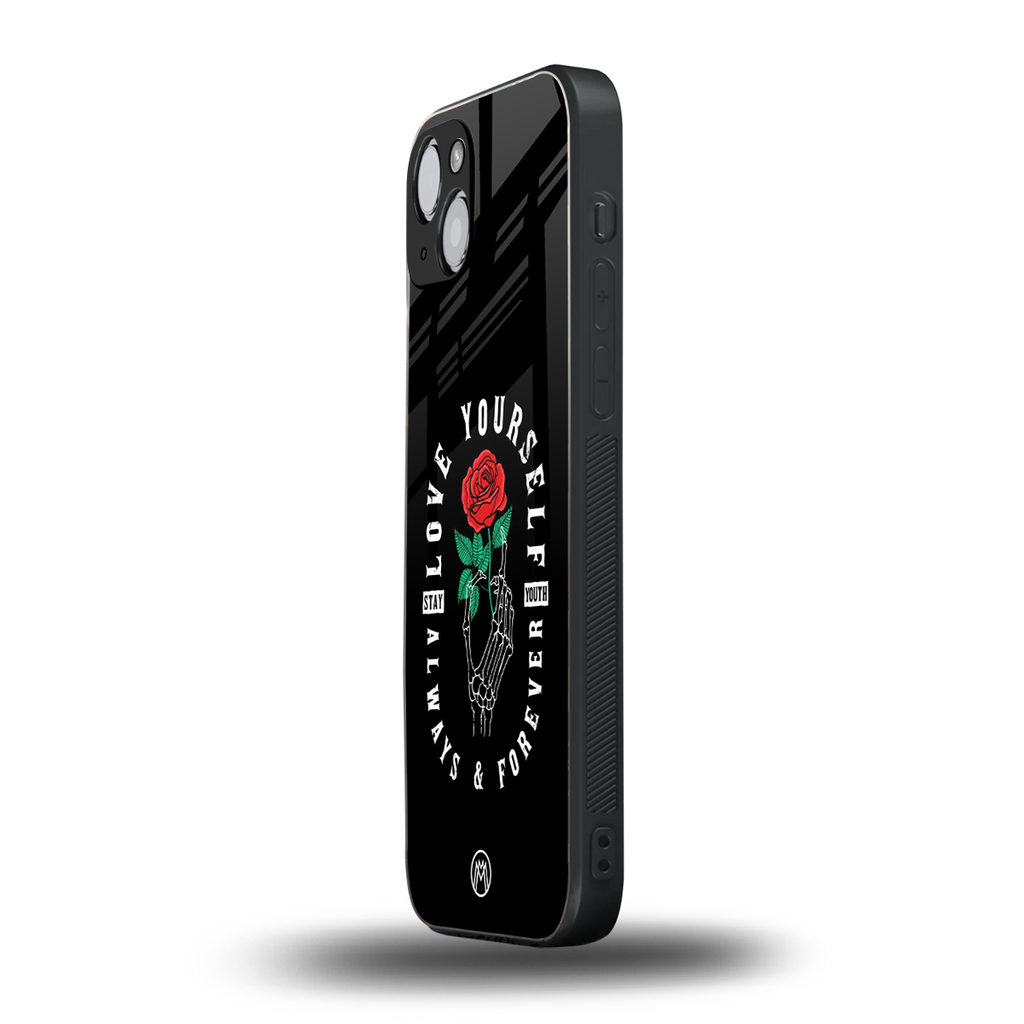 love yourself back phone cover | glass case for iphone 15