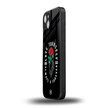 love yourself back phone cover | glass case for iphone 15