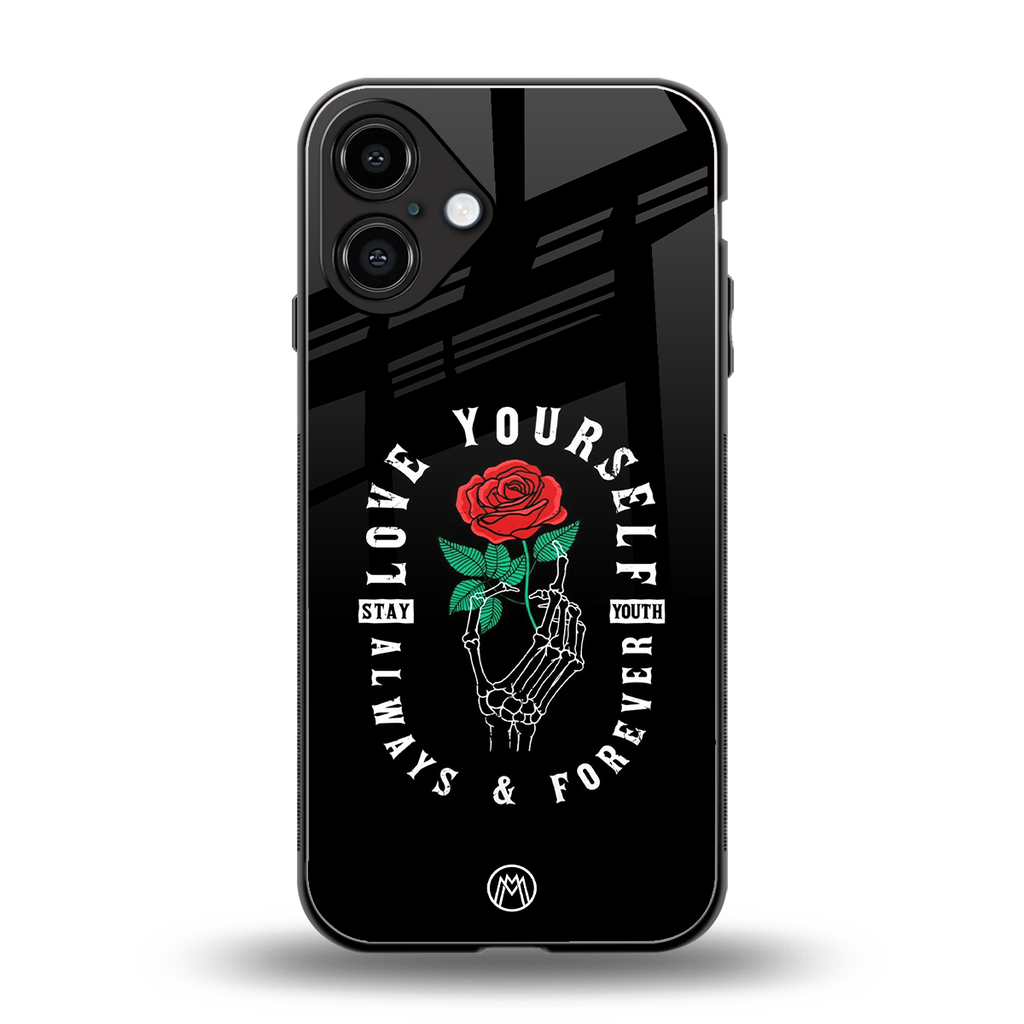 love yourself back phone cover | glass case for iphone 16 plus