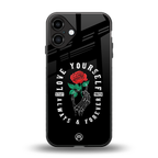 love yourself back phone cover | glass case for iphone 16 plus