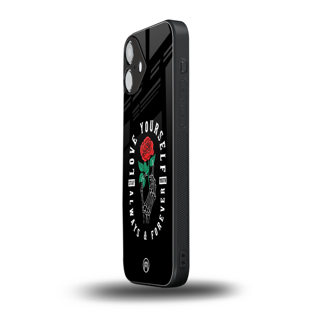 love yourself back phone cover | glass case for iphone 16 plus