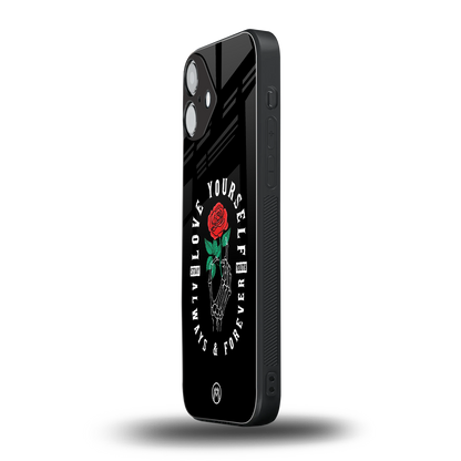 love yourself back phone cover | glass case for iphone 16 plus
