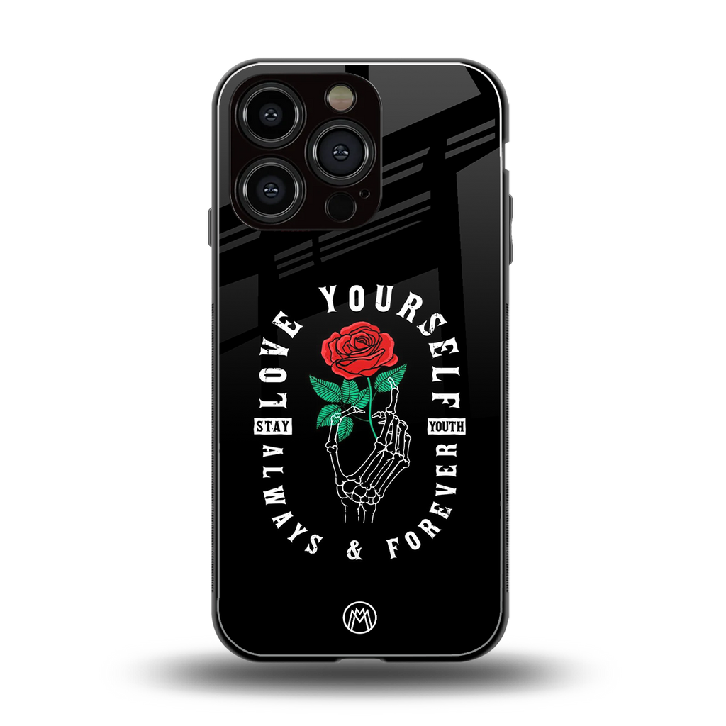 love yourself back phone cover | glass case for iphone 16 pro