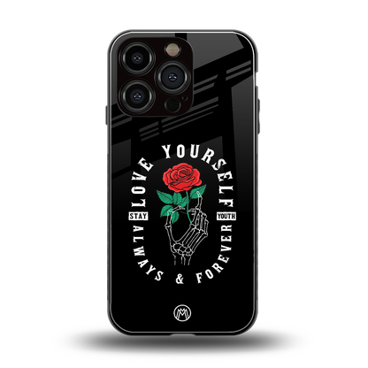 love yourself back phone cover | glass case for iphone 16 pro