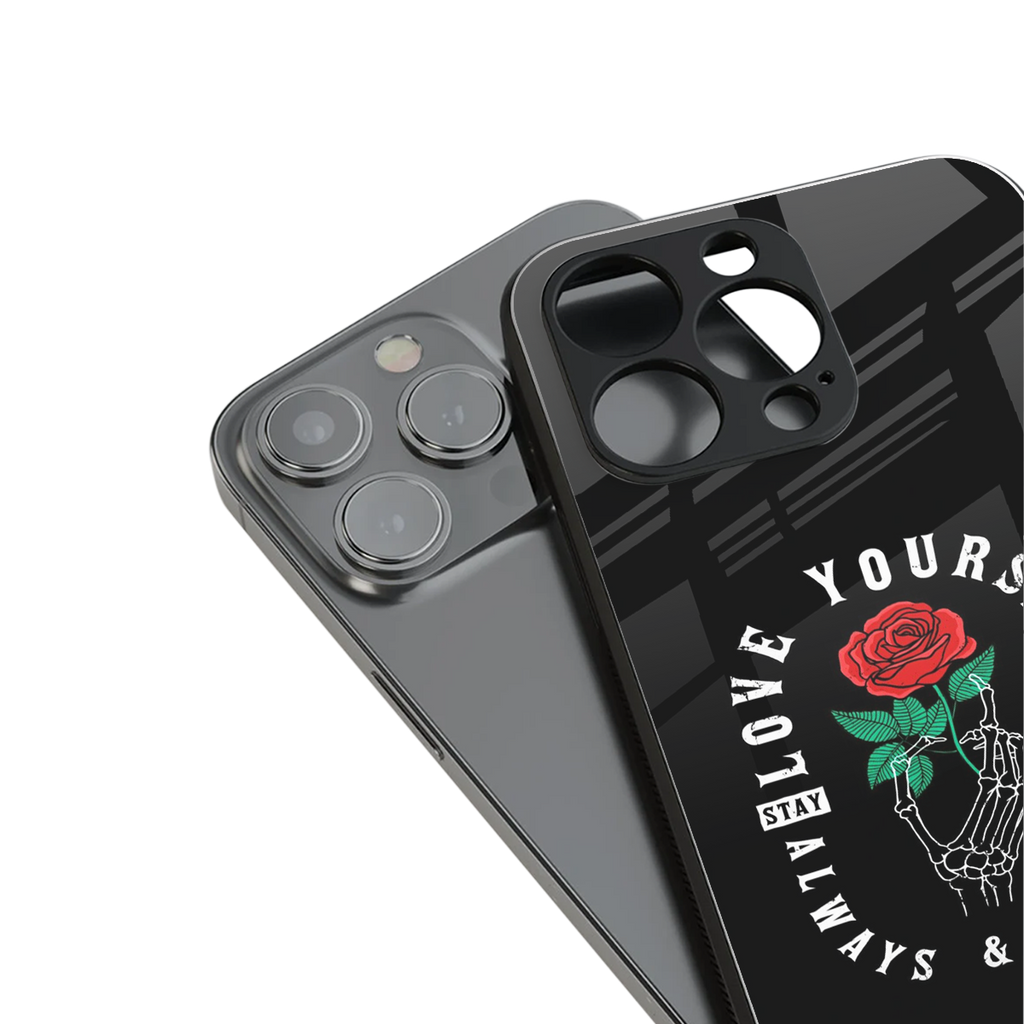 love yourself back phone cover | glass case for iphone 16