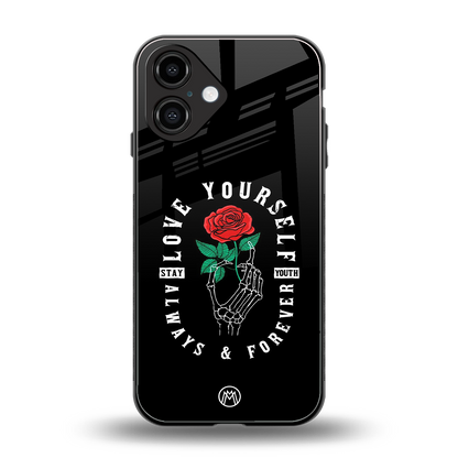 love yourself back phone cover | glass case for iphone 16