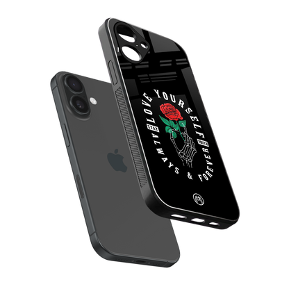 love yourself back phone cover | glass case for iphone 16
