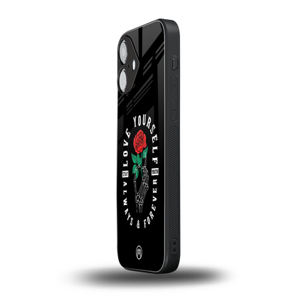 love yourself back phone cover | glass case for iphone 16