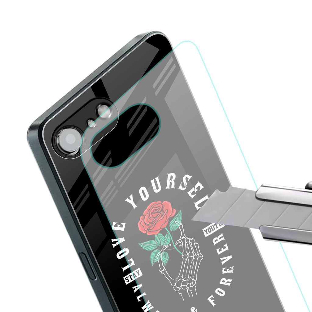 love yourself back phone cover | glass case for iphone 16e