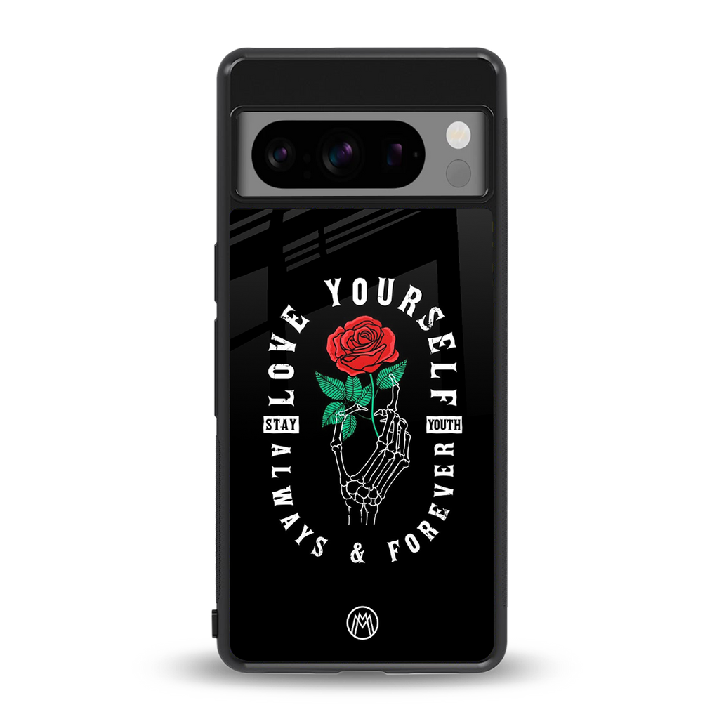 love yourself back phone cover | glass case for google pixel 8 pro