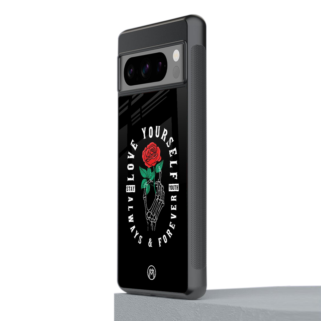 love yourself back phone cover | glass case for google pixel 8 pro