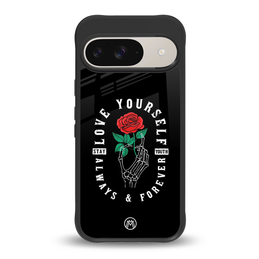 love yourself back phone cover | glass case for google pixel 9