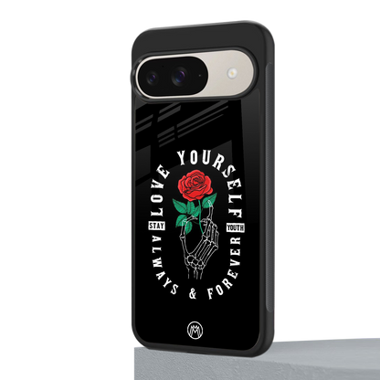 love yourself back phone cover | glass case for google pixel 9