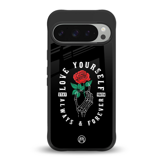 love yourself back phone cover | glass case for google pixel 9 pro xl