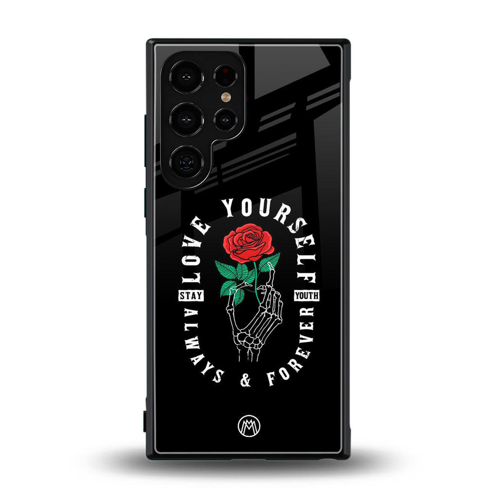 love yourself back phone cover | glass case for samsung galaxy s23 ultra