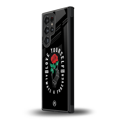 love yourself back phone cover | glass case for samsung galaxy s23 ultra