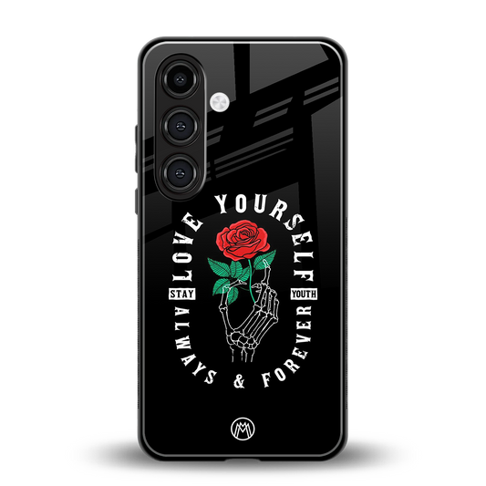 love yourself back phone cover | glass case for samsung galaxy s24 fe