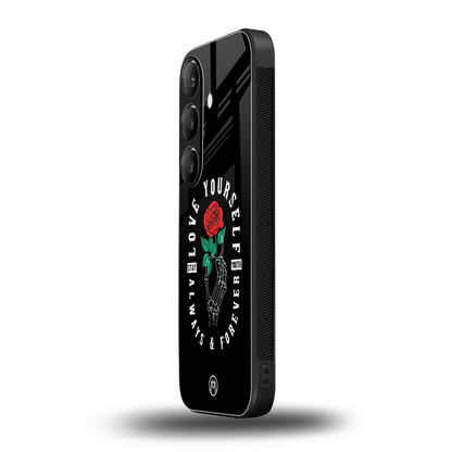 love yourself back phone cover | glass case for samsung galaxy s24 fe