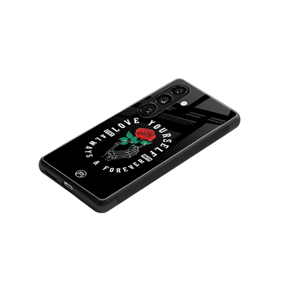 love yourself back phone cover | glass case for samsung galaxy s24 fe