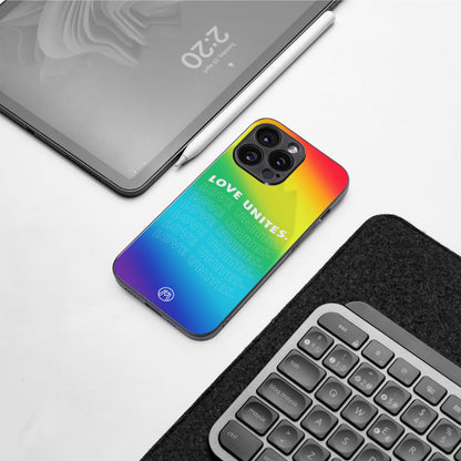 love unites back phone cover | glass case for iphone 15 plus