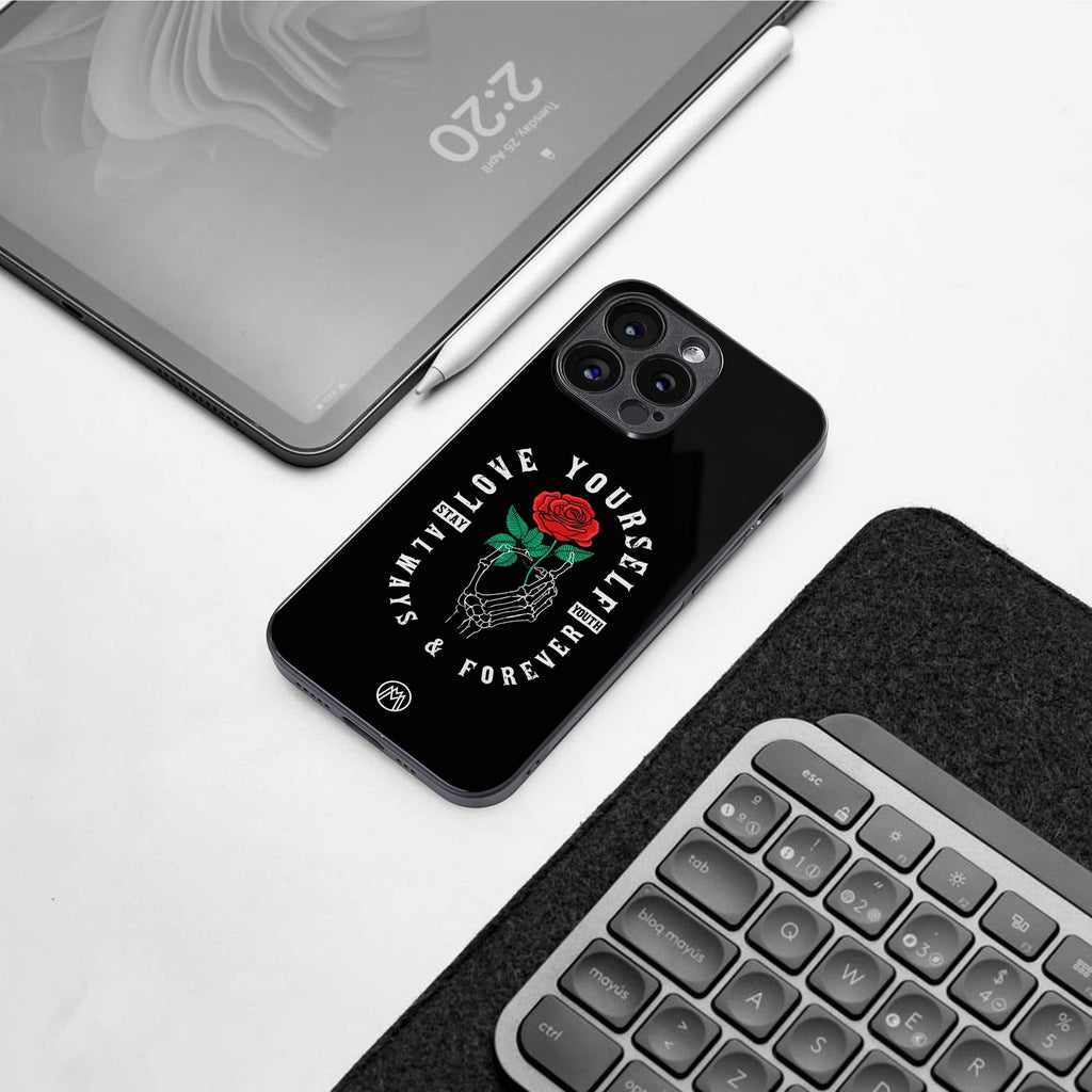 love yourself back phone cover | glass case for samsung galaxy s23 plus